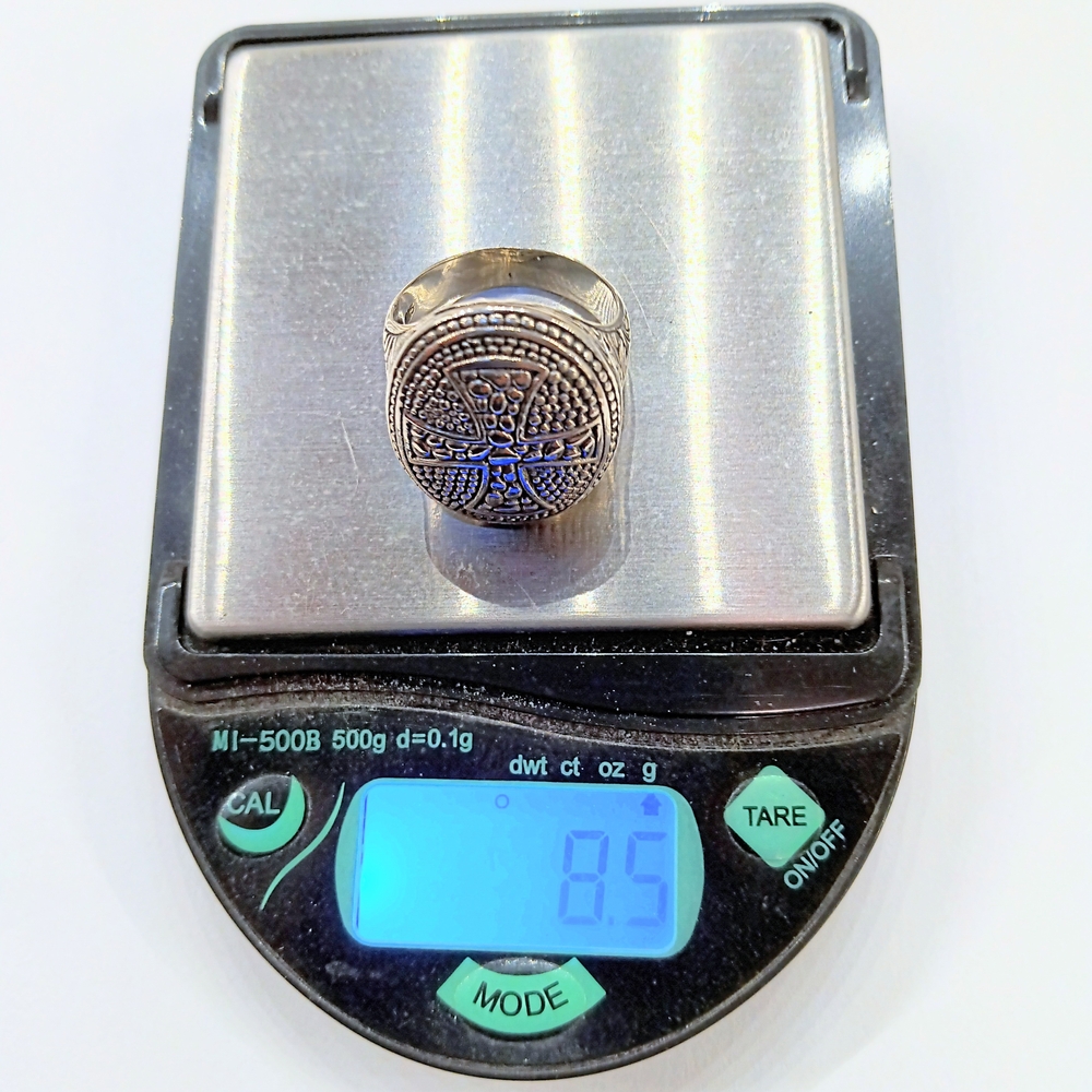 Sterling Silver Medieval Cross Design Unisex Ring Size 8 - Picture 4 of 5